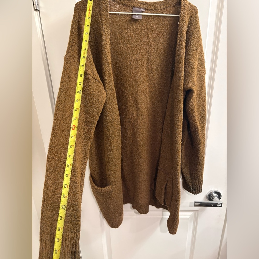 ICHI Cozy Women's Brown Sweater Cardigan - Picture 7 of 8